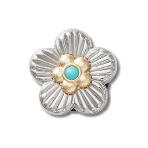 Jibbitz? Charm Silver Turquoise Flower