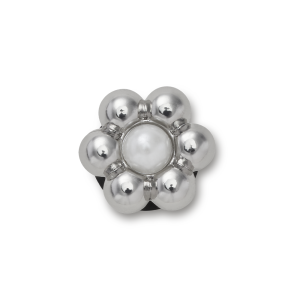Jibbitz? Charm Silver And Pearl Tiny Floral