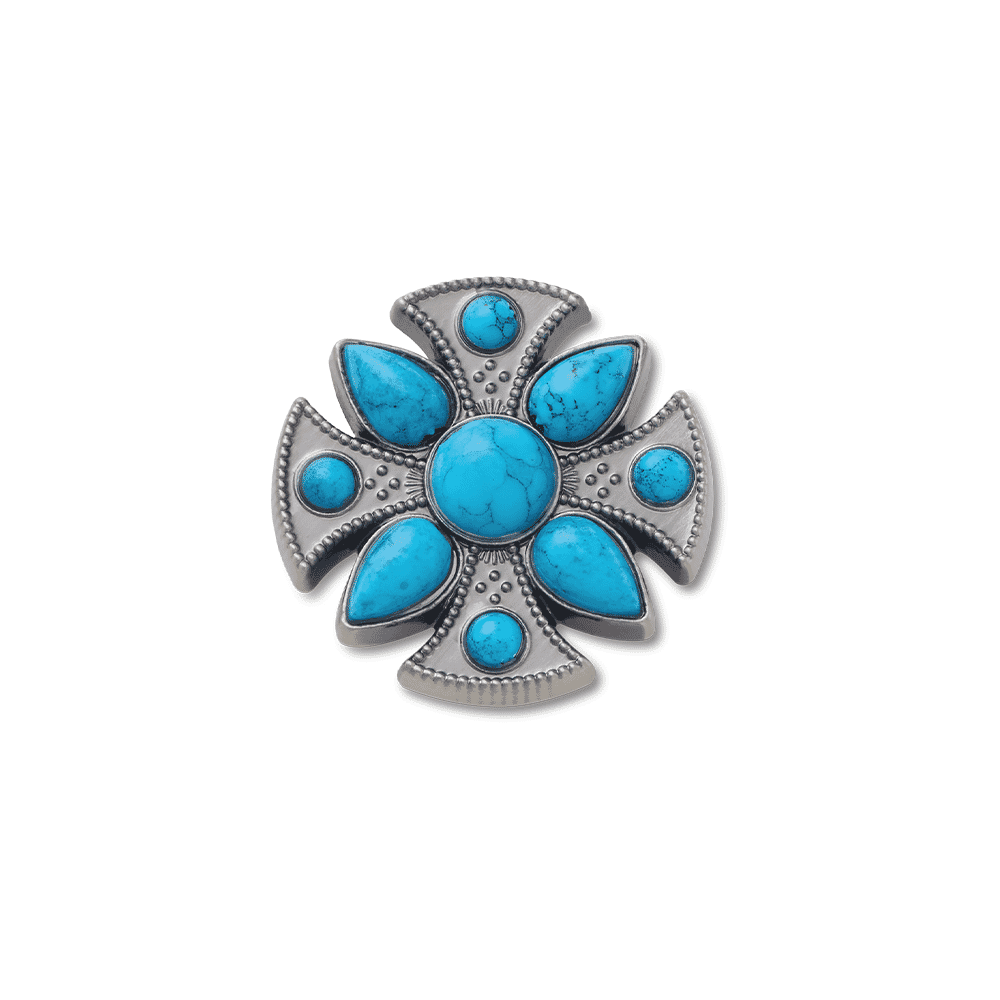 Jibbitz? Charm Silver Smt Turquoise Emblem