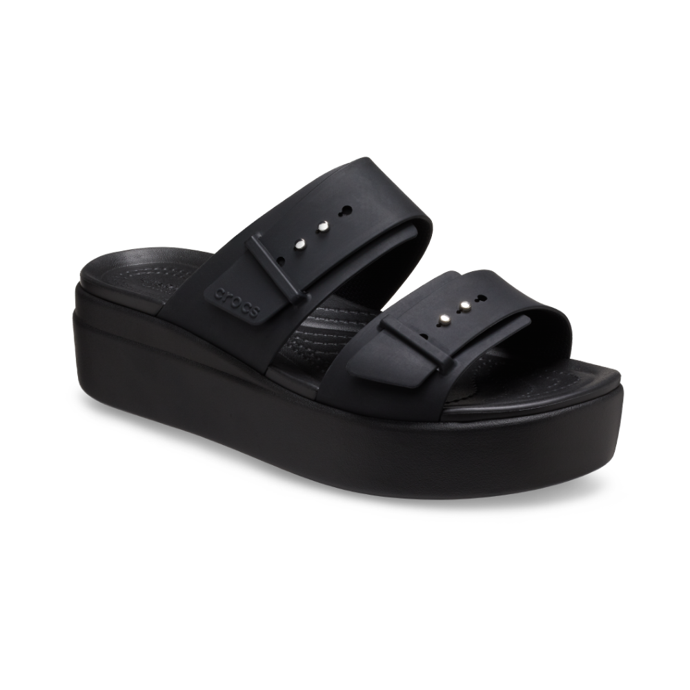 Women's Brooklyn Buckle Low Wedge in Black - Image 2