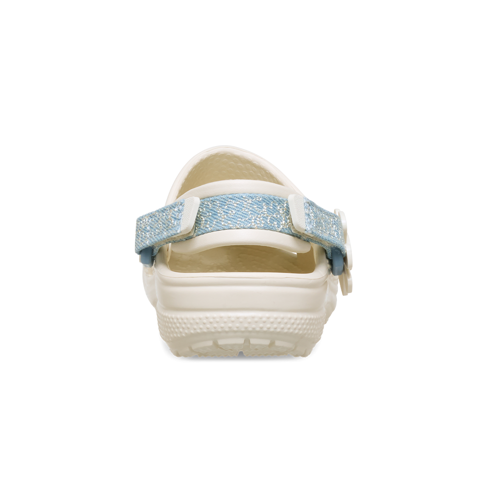 Toddler Classic Denim Flower Adjustable Backstrap Clog in Summit White - Image 3