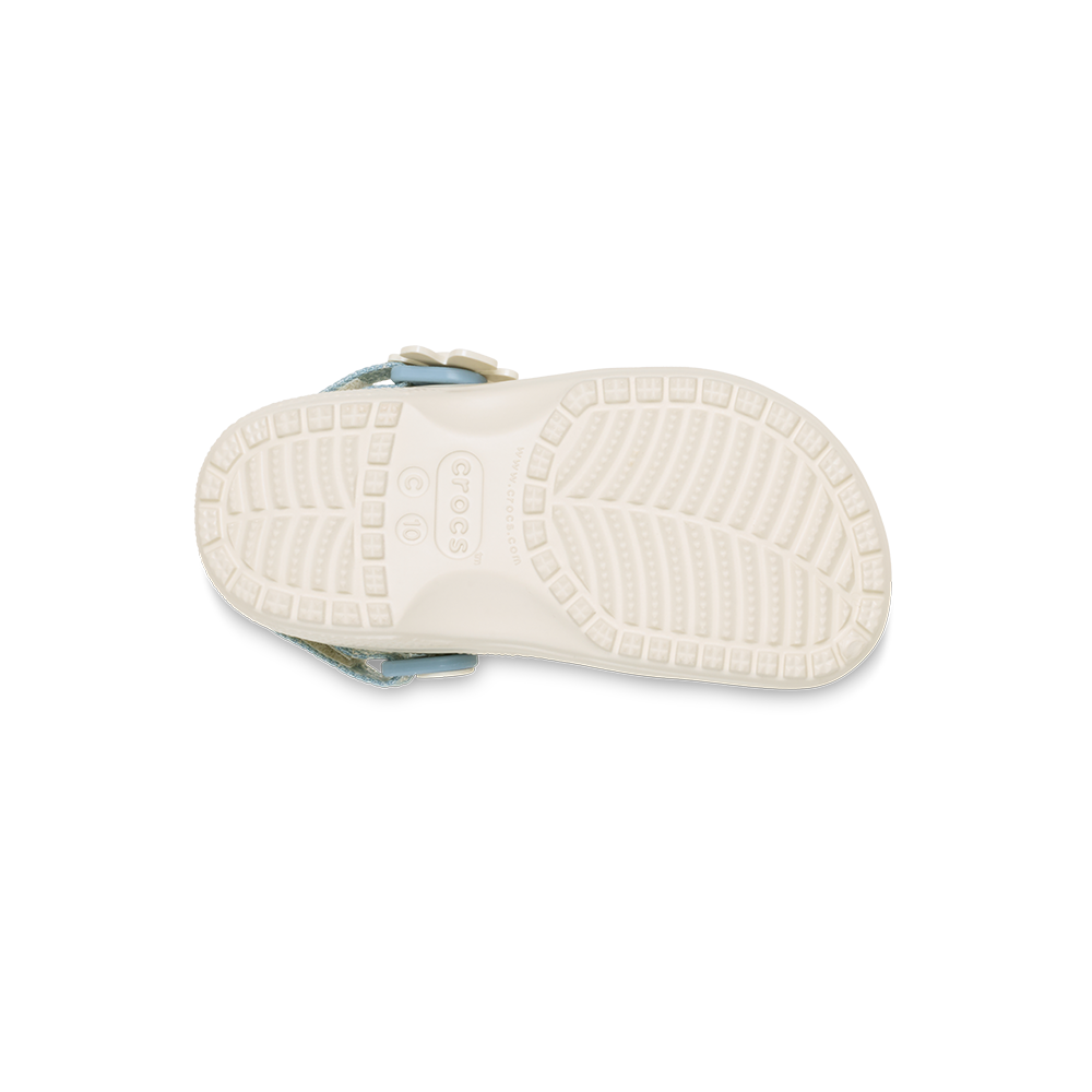 Toddler Classic Denim Flower Adjustable Backstrap Clog in Summit White - Image 5