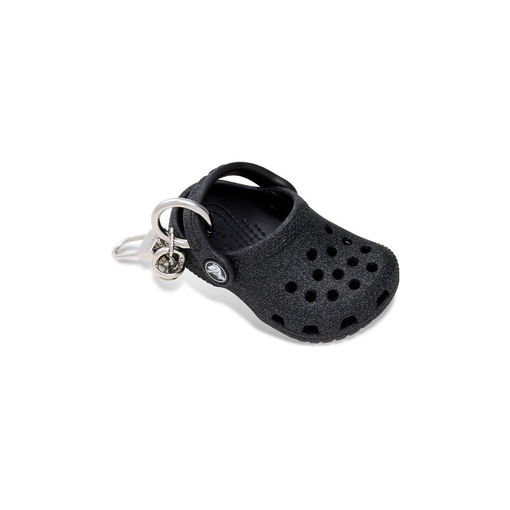 Classic Glitter Clog Bag Charm in Black